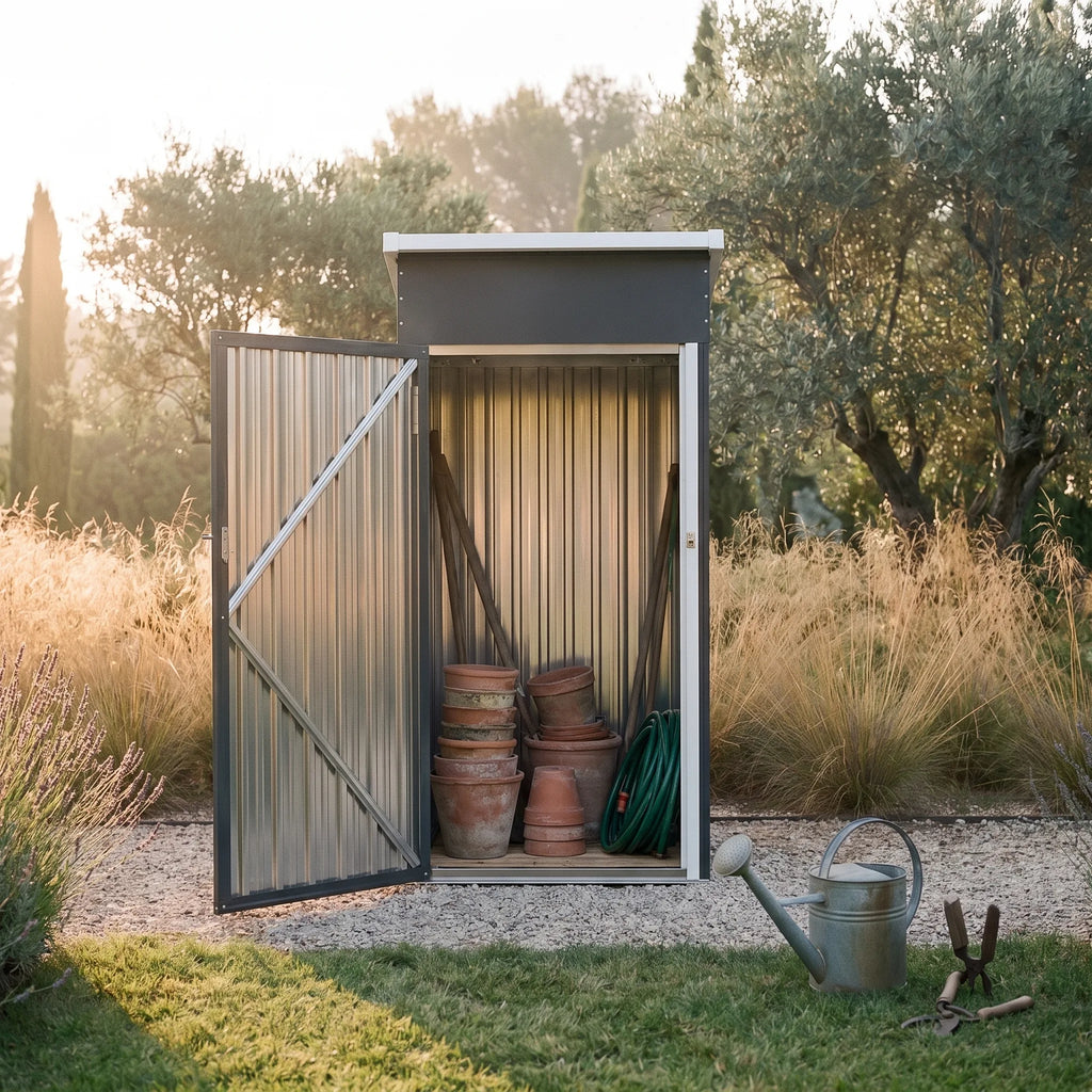 Abri de jardin compact Cabanon — en cours d'utilisation