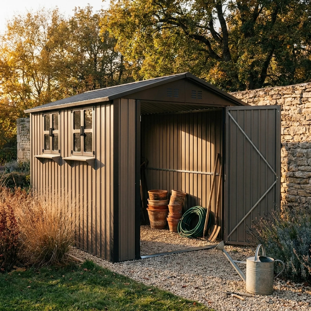 Abri de jardin à portes doubles Borie — en cours d'utilisation