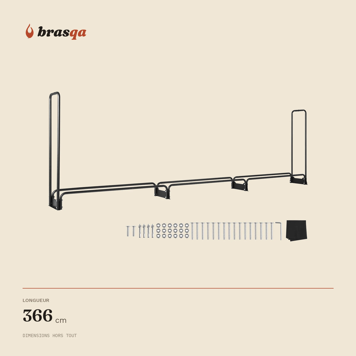 Range-bûches long Tramontane — dimensions hors tout