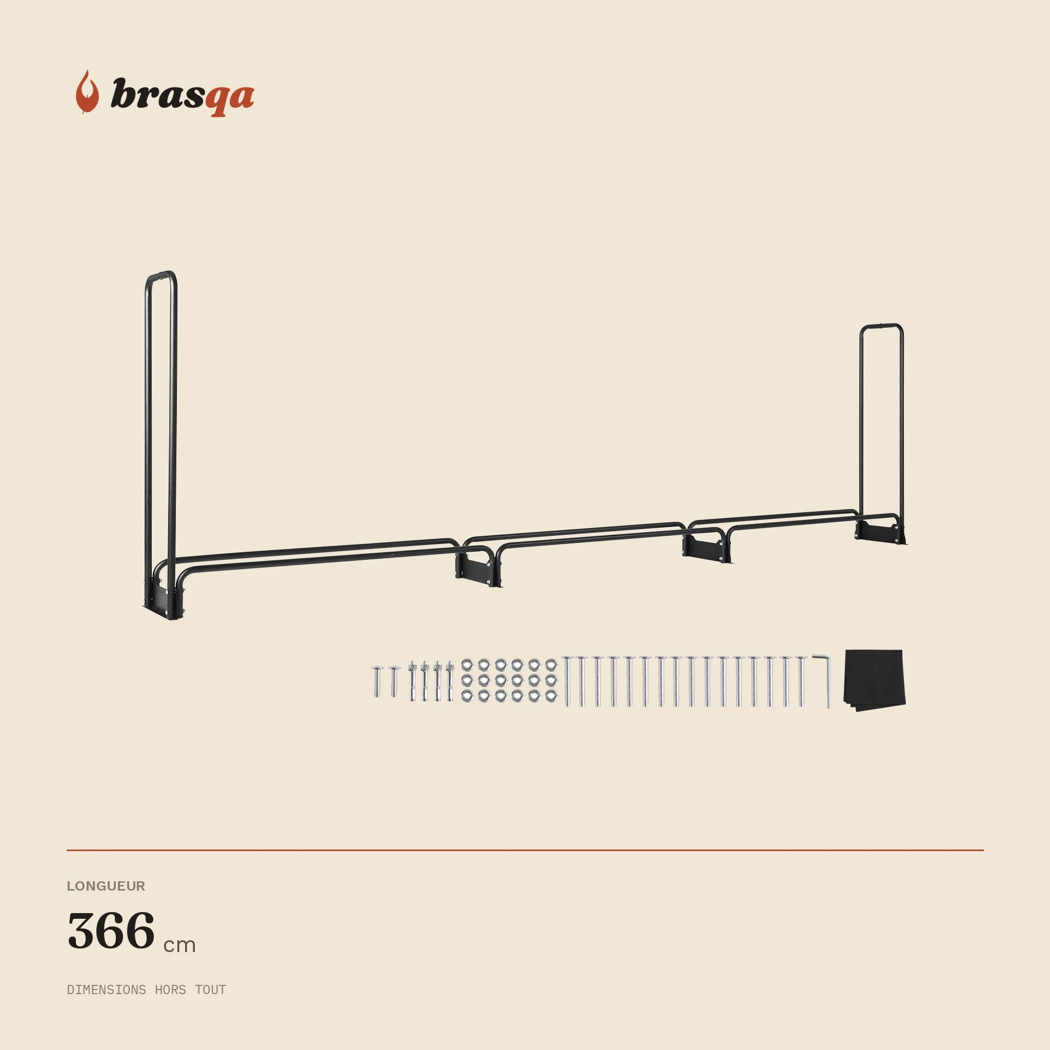 Range-bûches long Tramontane — dimensions hors tout