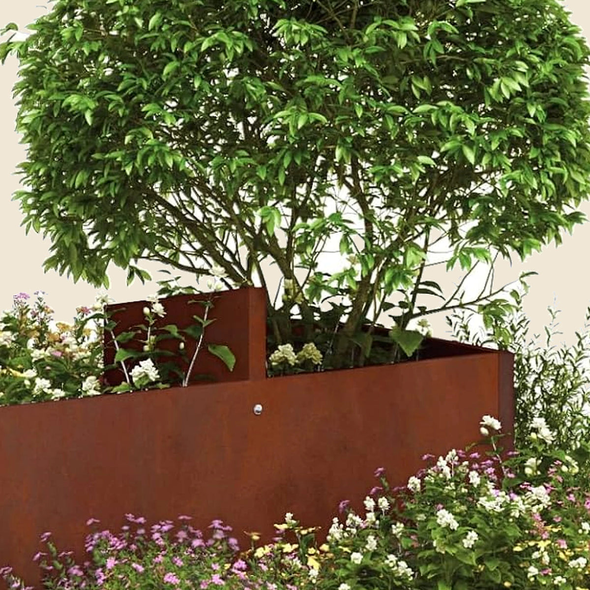 Jardinière surélevée Oliveraie — détail de la finition