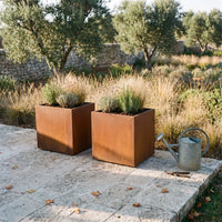 Lot de 2 jardinières de balcon Cassis — mise en situation dans un jardin