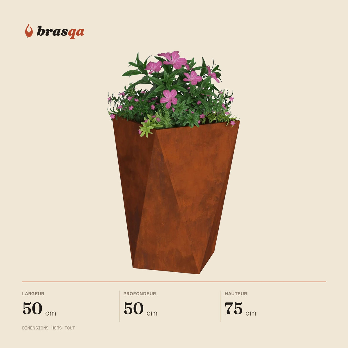 Lot de 2 jardinières hautes Cyprès — dimensions hors tout