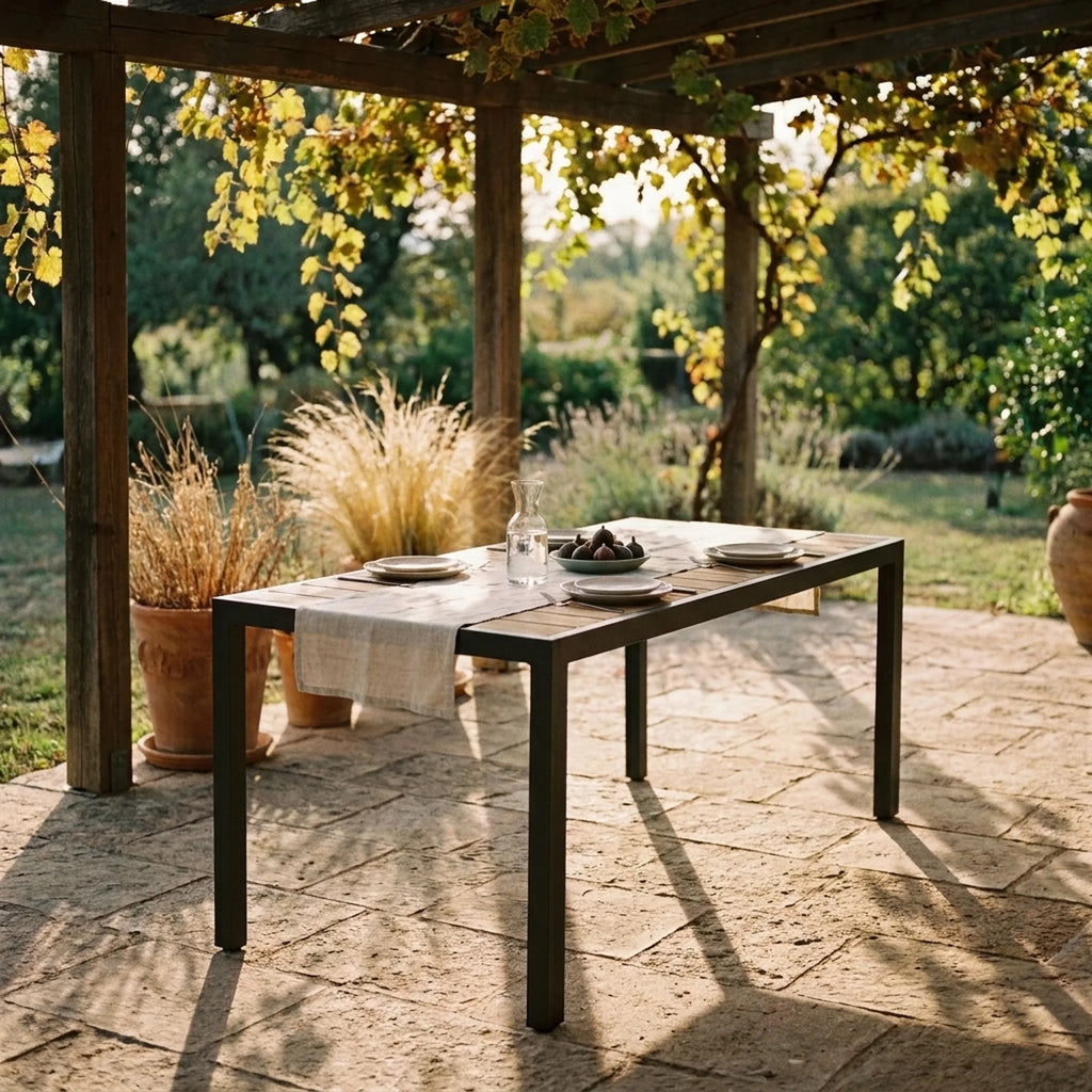 Table de jardin Lourmarin — mise en situation dans un jardin