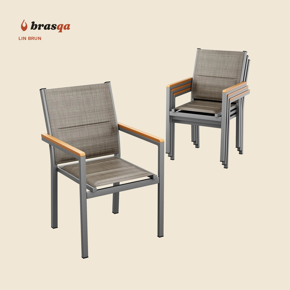 Chaise de jardin empilable Alpilles — coloris Lin marron