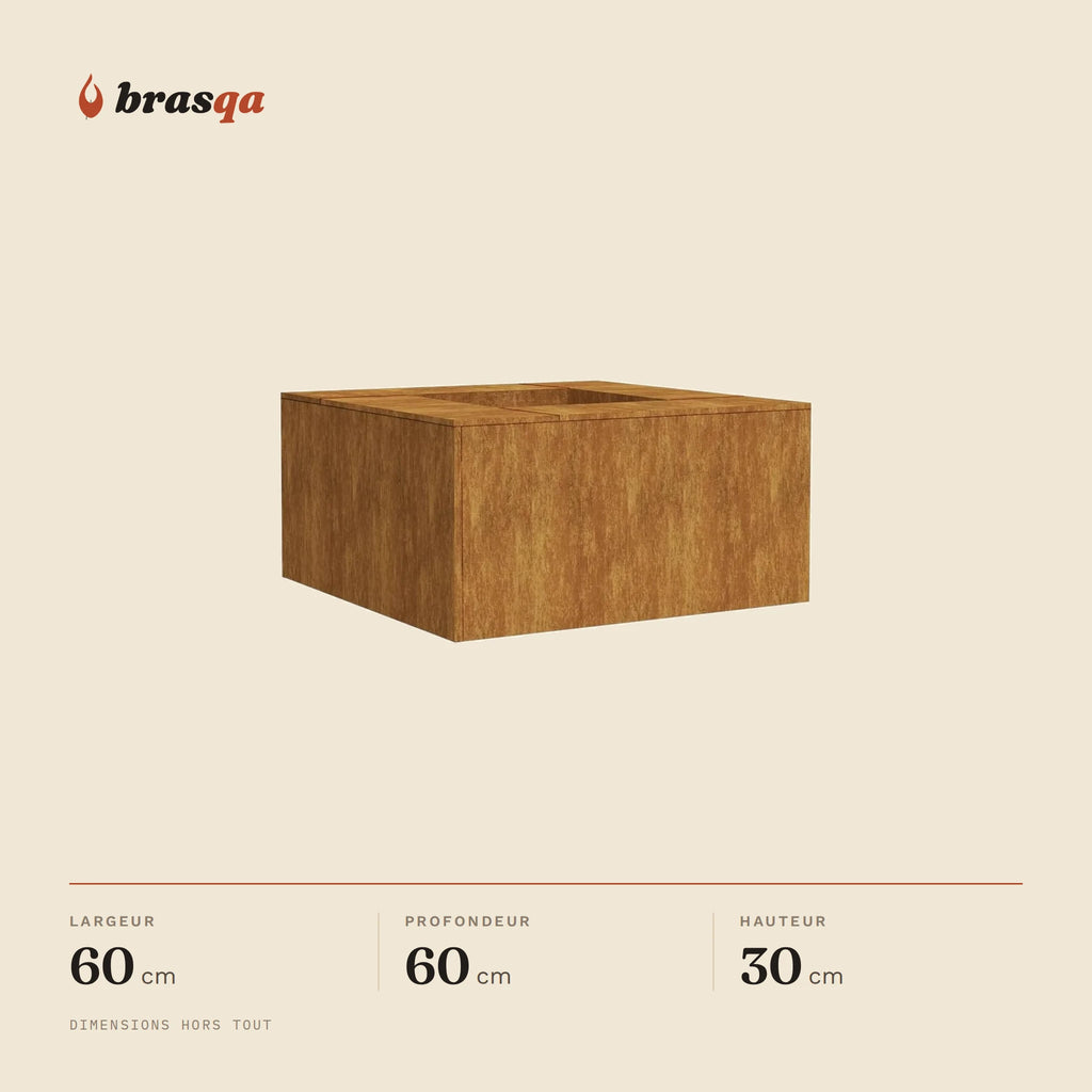 Brasero carré Crau — dimensions hors tout