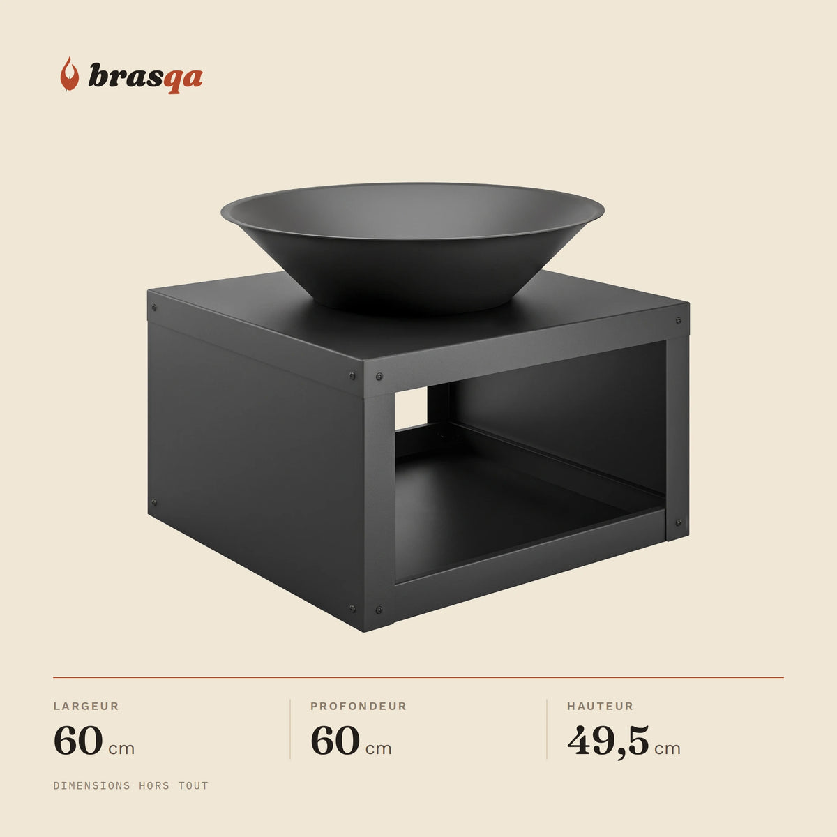Brasero à rangement Camargue — dimensions hors tout