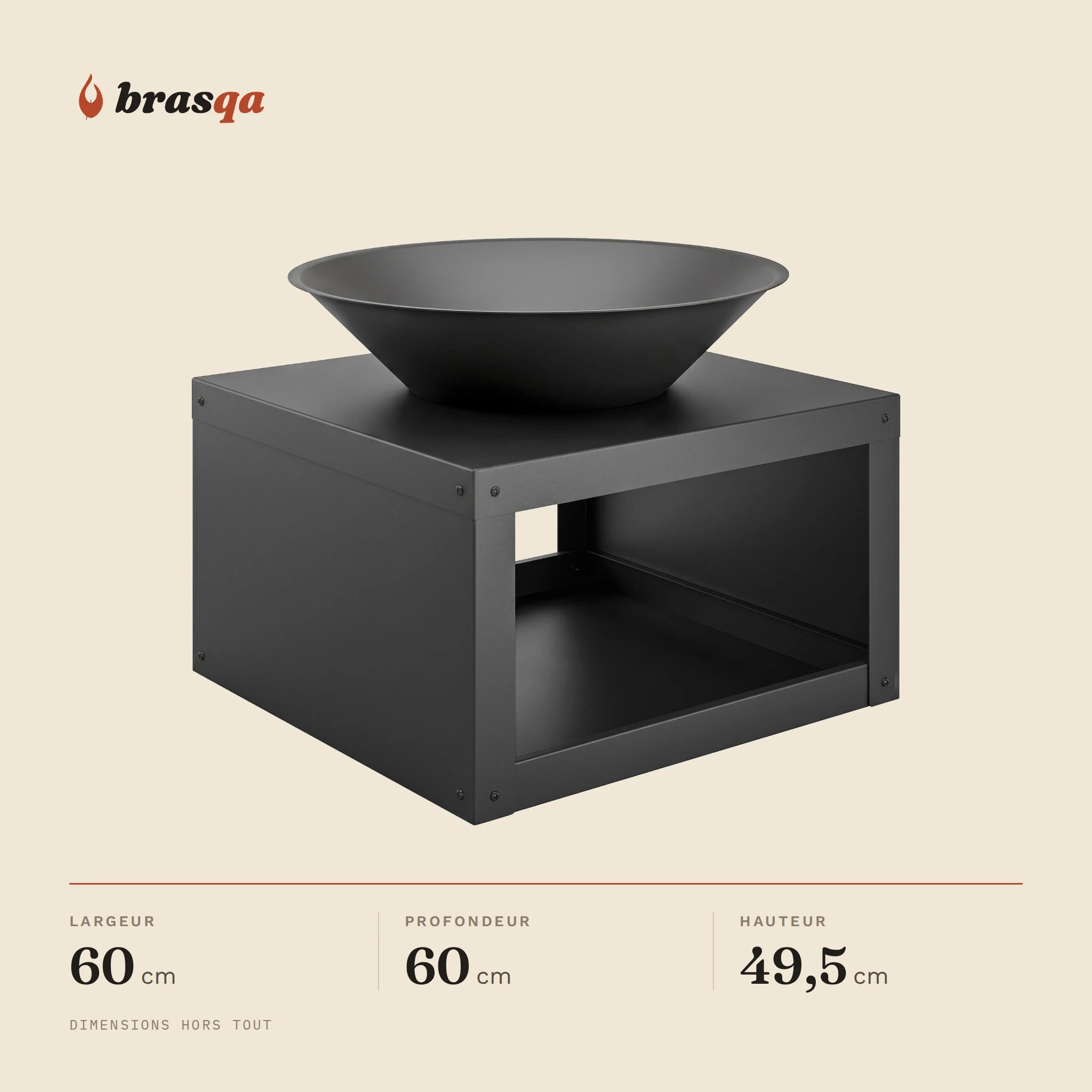 Brasero à rangement Camargue — dimensions hors tout