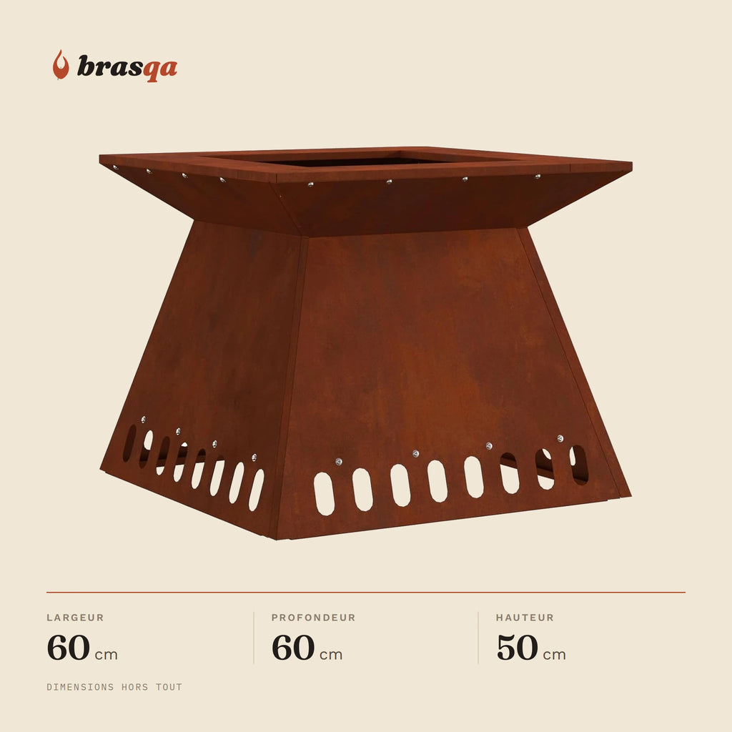 Brasero en acier corten Restanque — dimensions hors tout