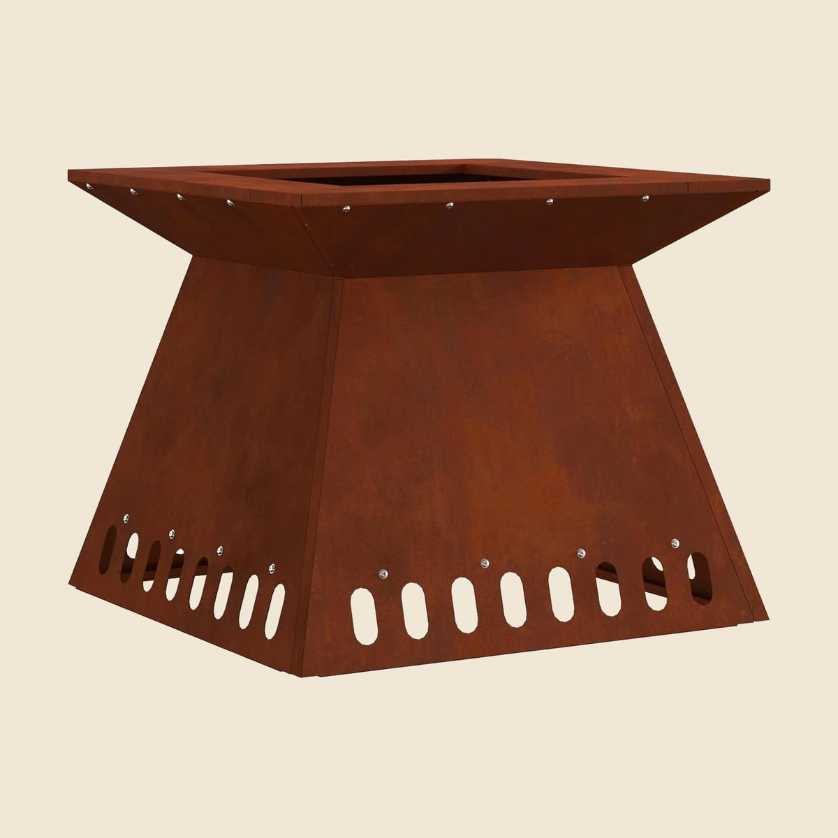 Brasero en acier corten Restanque — vue d'ensemble sur fond neutre