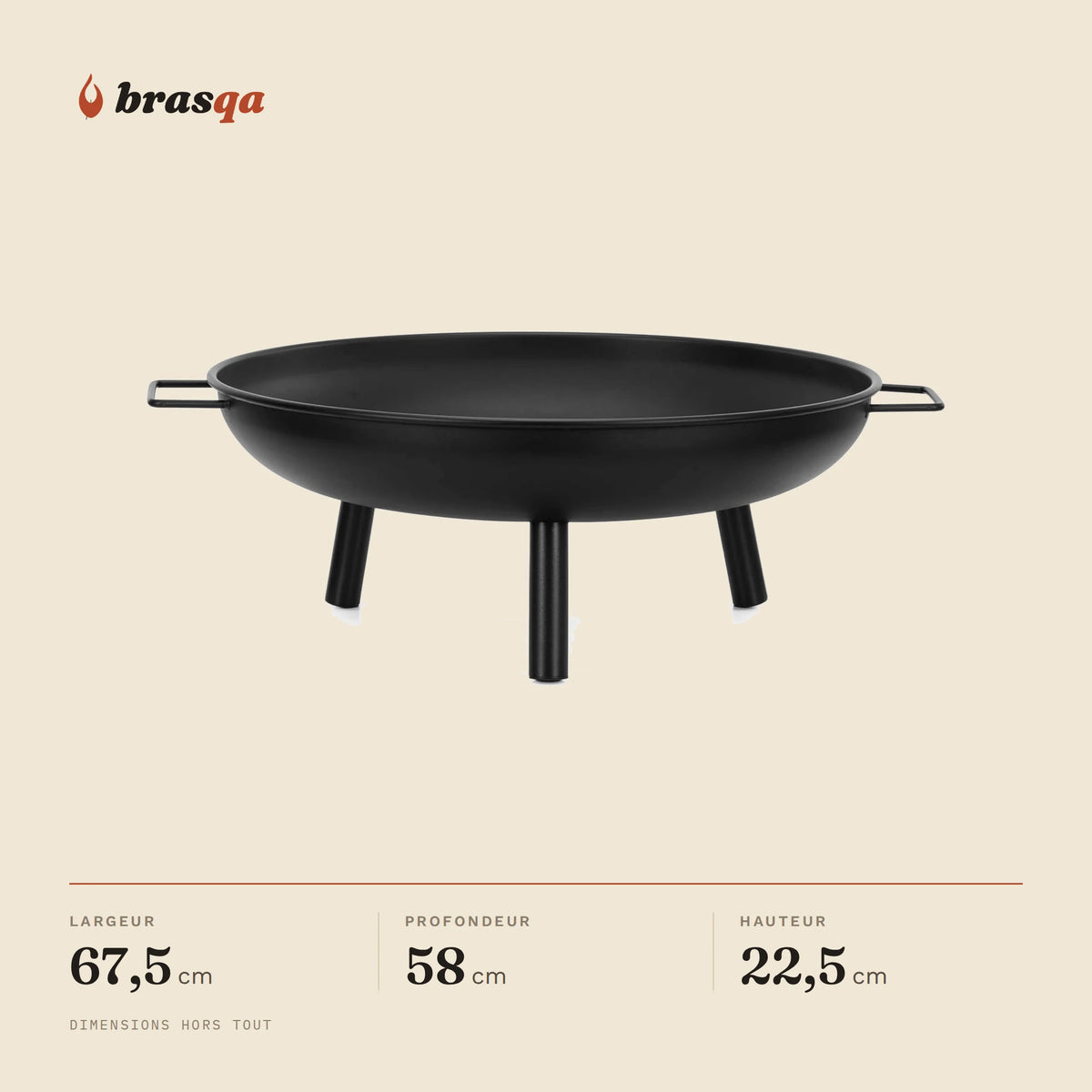 Brasero portable Draille — dimensions hors tout